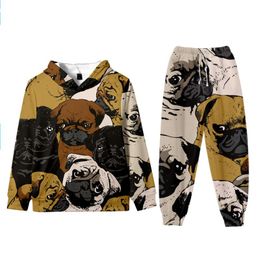 Men's Hoodies & Sweatshirts Fashion 3D Funny Pug And Pants Men Women Two Pieces Sets Boy Girls Long Sleeve Autumn Kids Animal Dog Hooded Sui