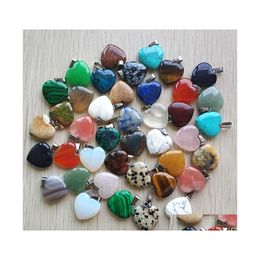 Charms 20Mm Assorted Heart Natural Stone Pendants For Necklace Jewelry Making Drop Delivery Findings Components Dhncr