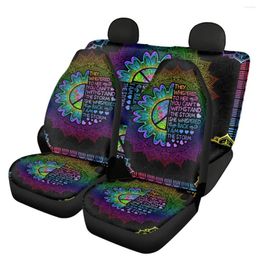 Car Seat Covers Front And Back Hippie Design Soft Anti-Slip Vehicle Protector Multifunction Accessory