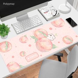 Mouse Pads Wrist Rests Cute Peach XXL Large Mouse Pad Computer Desk Mat Office Carpet Keyboard Pink Kawaii PC Mousepads Fruit Mause Rugs Strawberry T230215