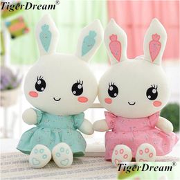 Stuffed Plush Animals Cute Wearing Dress Rabbit Toys Bunny Pp Cotton Rabbits Dolls Kids Birthday Gifts 2 Colours Drop Delivery Dhszy