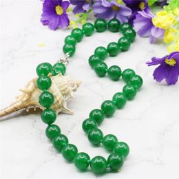 Chains Natural 10mm Female Green Chalcedony Necklace Hand Made Rope Chain Beads Accessory Crafts Jewellery Stone (Minimum Order1)