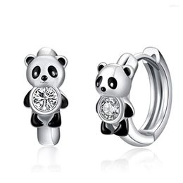 Stud Earrings Fashion Cute Clear Zircon Panda Shape Piercing Hoop Earring For Women Girls Wedding Birthday Jewelry Pendientes Eh1860