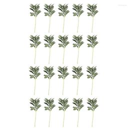 Decorative Flowers 20Pcs Artificial Flocked Greenery Leaves Short Stems Faux Lambs Ear Urn Filler Plants For Home