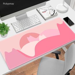 Mouse Pads Wrist Rests Pink Mousepads Cute Mausepad Kawaii Cat Large Mouse Mat Big Desk Pads Cute Non-Slip Rubber Mouse Pad Big Keyboard Desktop Mats T230215