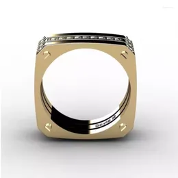 Wedding Rings Fashion Unisex Geometric Punk Square Shaped Men's Ring Women's Three Layers Meteorite Accessories Gifts