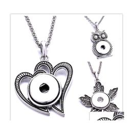 Pendant Necklaces Heart Leaf Owl Snap Button Necklace 18Mm Ginger Snaps Buttons Charms For Women Jewelry Drop Delivery Pendants Dhucm