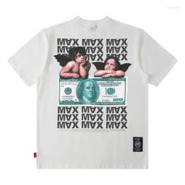 Mens T Shirts Men Hip Hop Streetwear T-Shirt Harajuku Letter Angel Graphic Printed Tshirt Summer Unisex Short Sleeve Cotton Casual Tops