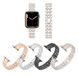 Rhombus Full Diamond Metal Strap For Apple Watch 8 Ultra 7 SE 6 5 4 3 Series Luxury Ladies Bracelet Iwatch Bands 49mm 42mm 40mm 38mm Replace Wristbands Accessories