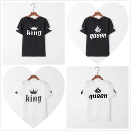 Women's T Shirts Universal Men Women Couples Tops Fashion Wild Couple Shirt Letter Crown Printing Leisure Slim Short-sleeved T-shirt