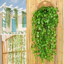 Decorative Flowers 1pcs 2m Artificial Plants Home Decor Green Ivy Garland Silk Hanging Vines Rattan String Wall Decoration Plantes