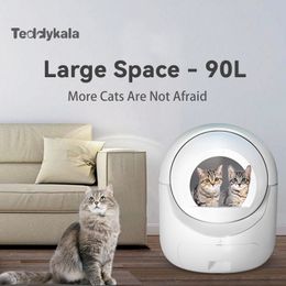 Other Cat Supplies Teddykala 90L Litter Box Automatic Self Cleaning Toilet Wifi Double Odour Removal Sandbox 230216