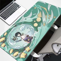 Mouse Pads Wrist Rests Genshin Impact Mouse Pad Computer Gamer Mousepad Gaming Mat Anime Rubber Mouse Mat Large XXL 90x40cm Keyboard Pads Desk Mat XL T230215