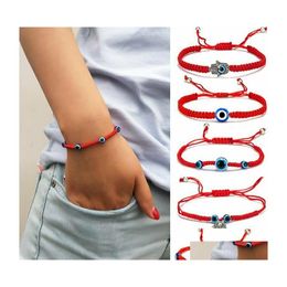 Charm Bracelets 2022 Blue Evil Eye Braided Rope Chains For Women Men Turtle Elephant Hamsa Hand Red String Bangle Fashion Drop Deliv Dhati