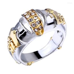 Wedding Rings Exaggerated Fish Mouth White Small Stone Vintage Bicolor Finger Fashion Two Tone Jewellery Geometric Party Gift