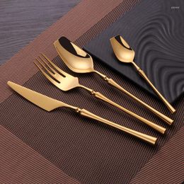 Dinnerware Sets 4pcs/set Small Waist Gilded 304 Stainless Steel High-end Western Cutlery Knife Fork Spoon Set