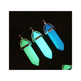 Pendant Necklaces Glow In The Dark Quartz Crystal Necklace Natural Stone Healing Point Hexagonal Charm Chains For Women Men S Fa Sex Dhhfp