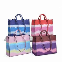 Top Quality Women dyeing process Large handbags Totes Purses Flower PU Leather Shoulder Crossbody Lady Summer Bags2769