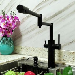 Kitchen Faucets VOURUNA Matte Black 3 Way Water Philtre Tap Pot Filler Deck Mounted Triflow Faucet With Drink