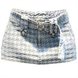 Brand Summer New Houndstooth Retro Denim Women's Sexy Mini Short A-Line Skirt The best materials for fashionable styles