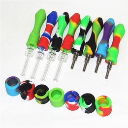 10mm Silicone Nectar Mini Hookahs Water Pipes with Titanium Tips Quartz Tip Nails Concentrate Dab Straw Pipe