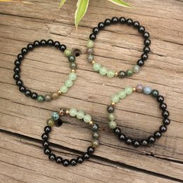 Strand 8mm Natural Stone Beads Prayer Bracelet Black Onyx Green Aventurine Agate JapaMala Spiritual Jewellery Meditation