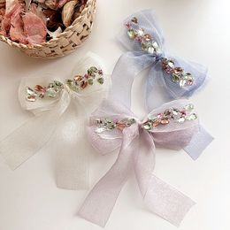 Sweet baby girls sequin bowknot Hair Accessories Spring summer princess style retro Colourful children Barrettes multi-layer bow top clip kids headwear Y012