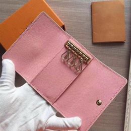 High quality Famous brand new women men classic 6 keys holder cover with box dust bag card key ring265B