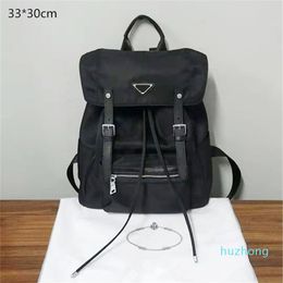 2021 Mens Black Backpacks Designers Black School Bags Backpack Nylon with String Luxury Shouler Bags triangle Medium size Fashion 324Y