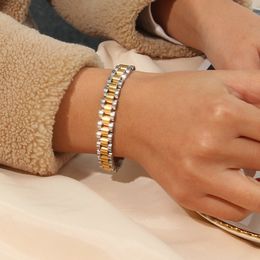 Charm Bracelets Wrist Watchband Stainless Steel Gold Silver Color Waterproof Chain Bracelet Bangles For Women 230215