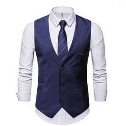 Men's Vests Men Vest 2023 Spring And Autumn Fashion Leisure Men's Solid Color Single Breasted Slim Business Waistcoat Suit M-5Xl