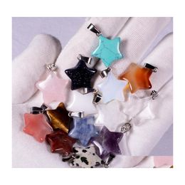 Charms Natural Stone Fivepointed Star Pendant Fashion Jewelry Necklace Earrings Making Findings Wholesale Drop Delivery Components Dhhlu