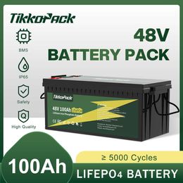 TIKKOPACK 48V 100Ah LiFePO4 Battery Pack Built-in BMS 16S 100A Lithium Iron Phosphate Batteries For Home Solar System Golf Cart