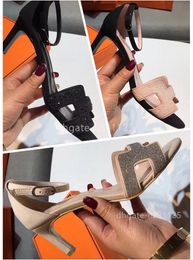 Classic high heel sandals party fashion 100% genuine leather women's flats pure handmade hand palm print leather sand sandals