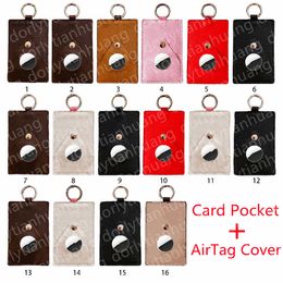 Top Fashion Keychains Cases for AirTag Case PU leather key chain Air Tag shell Cardholder Anti-lost Device Protective Cover Air Tag Shell Bag Accessories