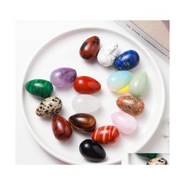 Stone Natural 30Mm Egg Ornaments Quartz Healing Crystals Energy Reiki Gem Craft Hand Pieces Living Room Decoration Drop Delivery Jewe Dhzmo