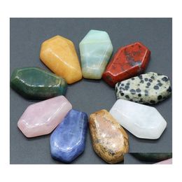 Stone Natural Crystal Coffin Shape Ornaments Reiki Healing Chakra Quartz Mineral Tumbled Gemstones Hand Piece Home Decoration Jewelr Dhdmn