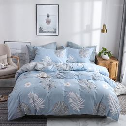 Bedding Sets 2023 Long-staple Cotton Four-piece Bed Sheet Star And Moon Pattern Plain Light Luxury Style Blue Gray Color