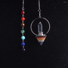 Pendant Necklaces Orgone Natural Stone Beads Pinnk Quartz Facet Pyramids Dowsing Healing Crystal Prism Chakra Pendulum Dropship Suppliers