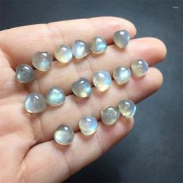 Decorative Figurines Natural Labradorite Heart Stud Earrings Crystal Quartzs Round Ball Beads Silver Simple Fashion Ear Jewlry For Women