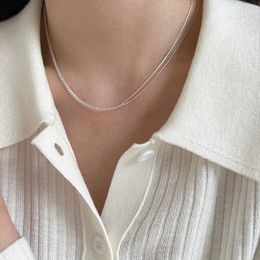 Double Layer Chain Necklace Choker 925 Sterling Silver Chunky Link Chain Chokers Necklaces Retro Charm Valentine Jewelry for Women Girls