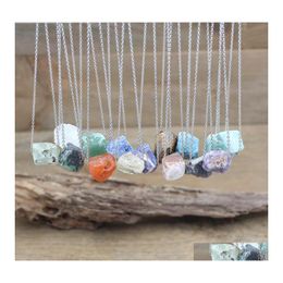 Pendant Necklaces Siery Chains Healing Crystal Mineral Pendants Reiki Natural Stone Labradorite Amethysts Quartz Necklace Jewellery Dr Dhfet