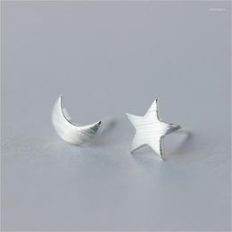 Stud Earrings 925 Sterling Silver Asymmetry Star Moon For Women Girls Gift Fashion Cut Wedding Jewellery Bijoux Pendientes EH882