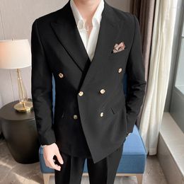Men's Suits Boutique (Blazer Trousers) Nine-point Pants British Style Elegant Fashion Business Casual Men's Formal Suit 2-piece Set