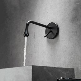 Bathroom Sink Faucets Wall Mounte Faucet Brass Matte Black Water Drop Design & Cold Mixer Basin Tap Brushed Gold Gun Grey