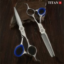 Hair Scissors Titan professional hairdressing scissors hairdresser's scissors 6.0 inch cut thinning barber tool 230215