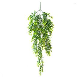 Decorative Flowers 2023 Artificial Plant Plastic Hanging Leaves Lifelike Faux Fake Greenery Vine Home Decor Green