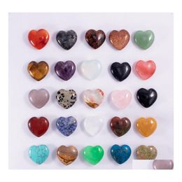 Stone 25Mm Love Hearts Natural Crystal Craft Ornaments Quartz Healing Crystals Energy Reiki Gem Living Room Decoration Drop Delivery Dhe2K