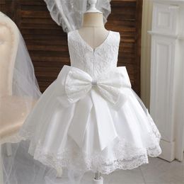 Girl Dresses Birthday For 1-5 Years White Flower Lace Dress Bewborn Party Princess Prom Gown Baby Tulle TuTu Children Clothes