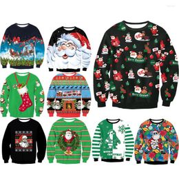 Men's Sweaters Funny Santa Snowman Printed Ugly Christmas Sweater Women Men Autumn Long Sleeve 3D Merry Pullover 2023 Holiday Jumpers